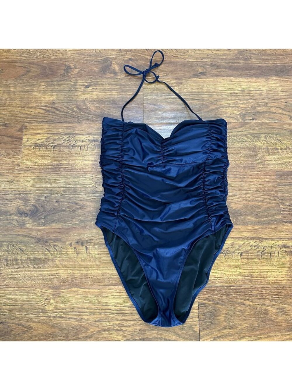 J.Crew women's navy blue swim suit ruched sweetheart one piece 14